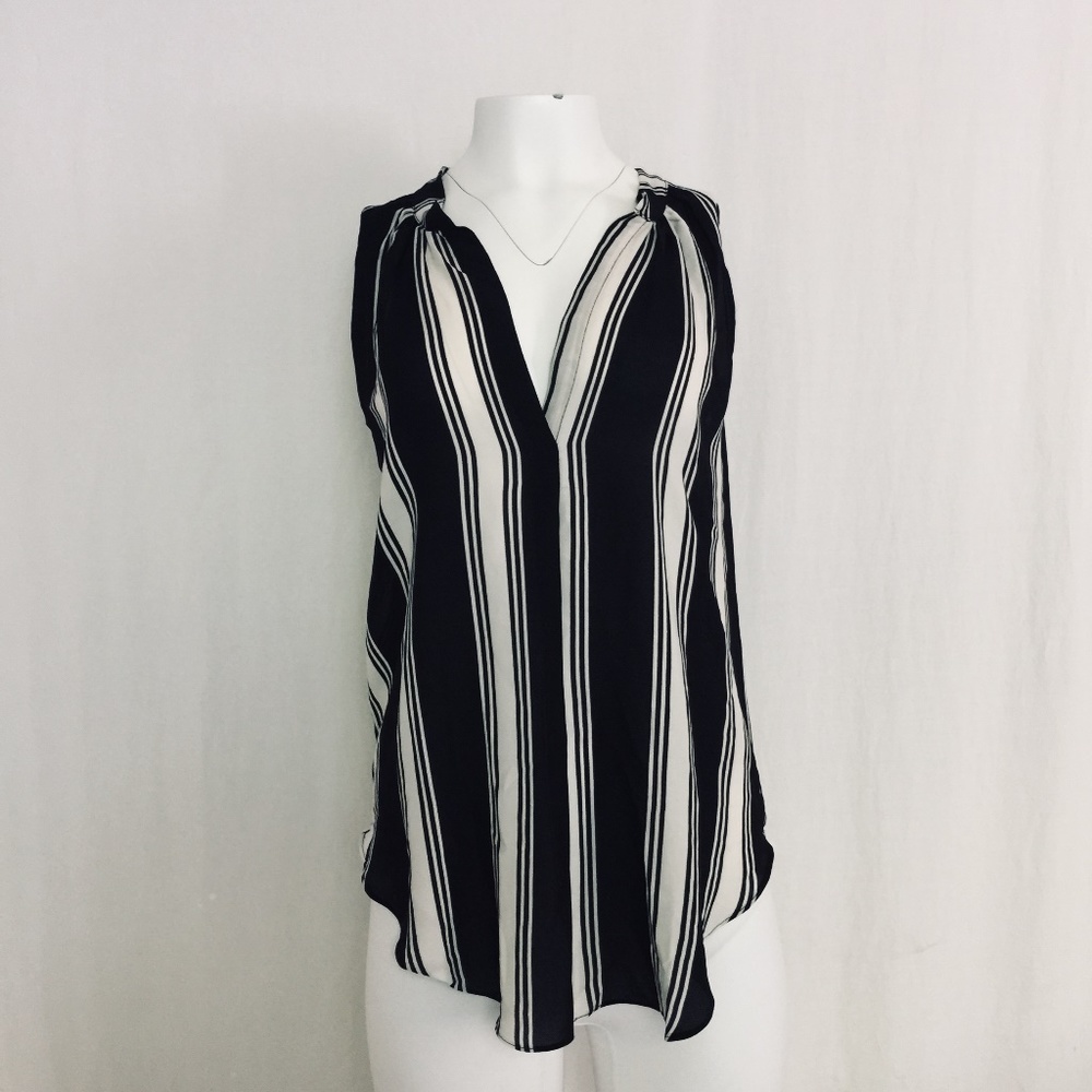 Olivaceous - Striped Sleeveless Blouse